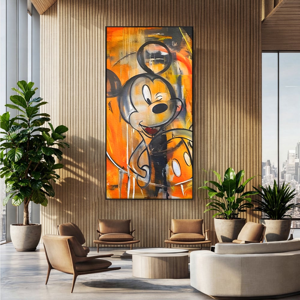 Tablou Canvas Premium, LuxCanva® C1024, Mickey Mouse Fericit, Culori, Mickey Mouse, Personaj Disney, Dormitor, Camera Copilului, Relaxare, Culori Vibrante