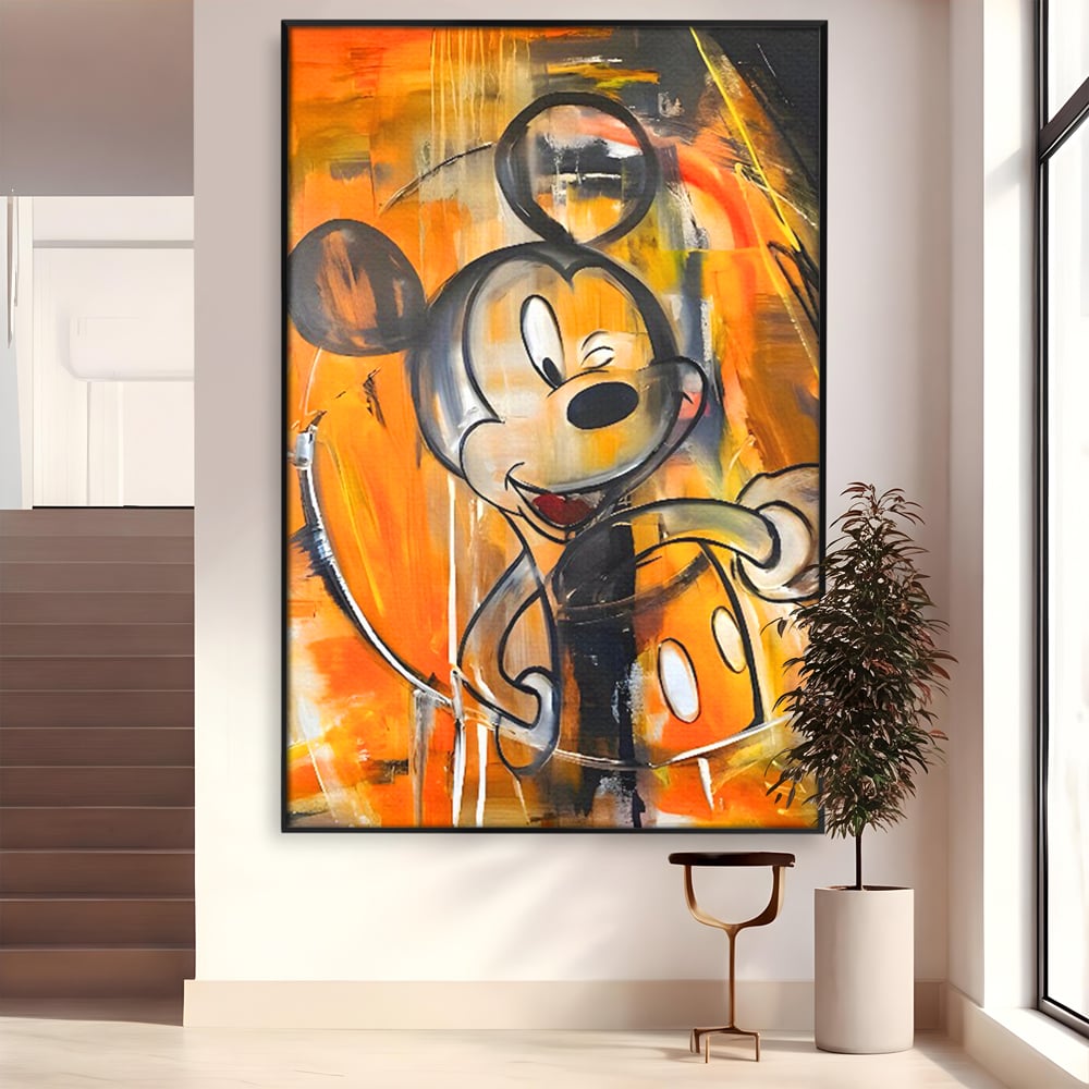 Tablou Canvas Premium, LuxCanva® C1024, Mickey Mouse Fericit, Culori, Mickey Mouse, Personaj Disney, Dormitor, Camera Copilului, Relaxare, Culori Vibrante