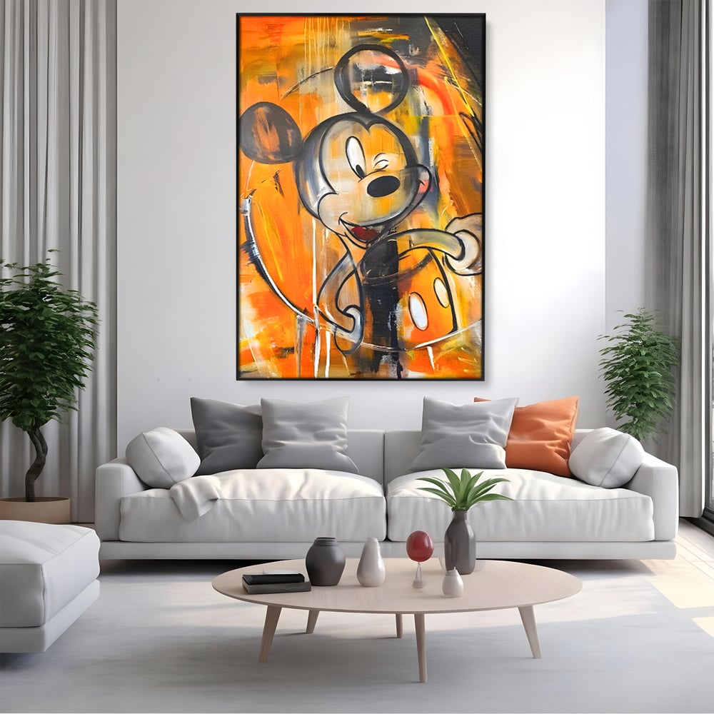 Tablou Canvas Premium, LuxCanva® C1024, Mickey Mouse Fericit, Culori, Mickey Mouse, Personaj Disney, Dormitor, Camera Copilului, Relaxare, Culori Vibrante