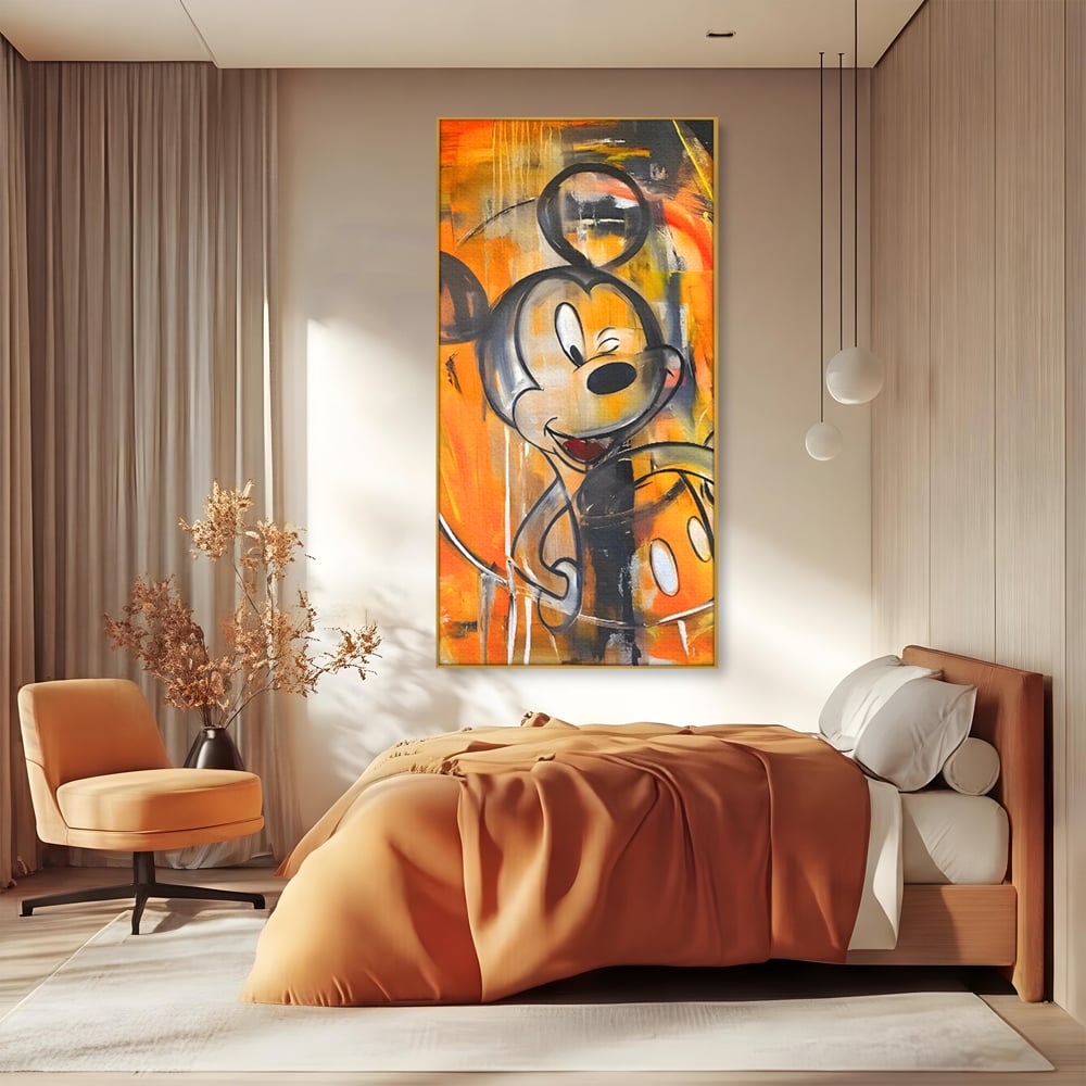 Tablou Canvas Premium, LuxCanva® C1024, Mickey Mouse Fericit, Culori, Mickey Mouse, Personaj Disney, Dormitor, Camera Copilului, Relaxare, Culori Vibrante
