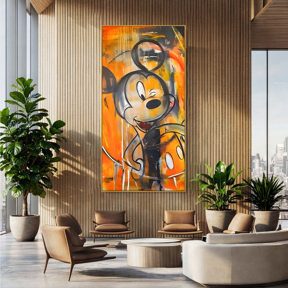 Tablou Canvas Premium, LuxCanva® C1024, Mickey Mouse Fericit, Culori, Mickey Mouse, Personaj Disney, Dormitor, Camera Copilului, Relaxare, Culori Vibrante