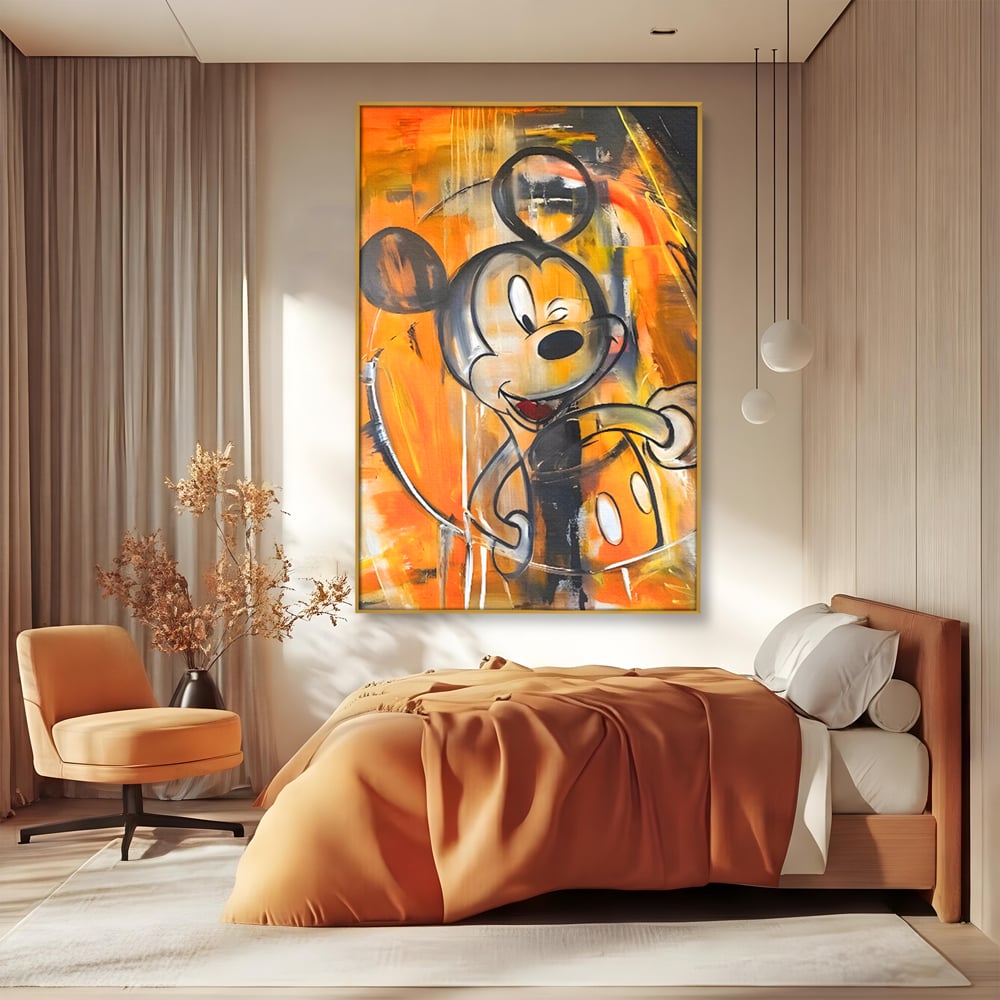 Tablou Canvas Premium, LuxCanva® C1024, Mickey Mouse Fericit, Culori, Mickey Mouse, Personaj Disney, Dormitor, Camera Copilului, Relaxare, Culori Vibrante