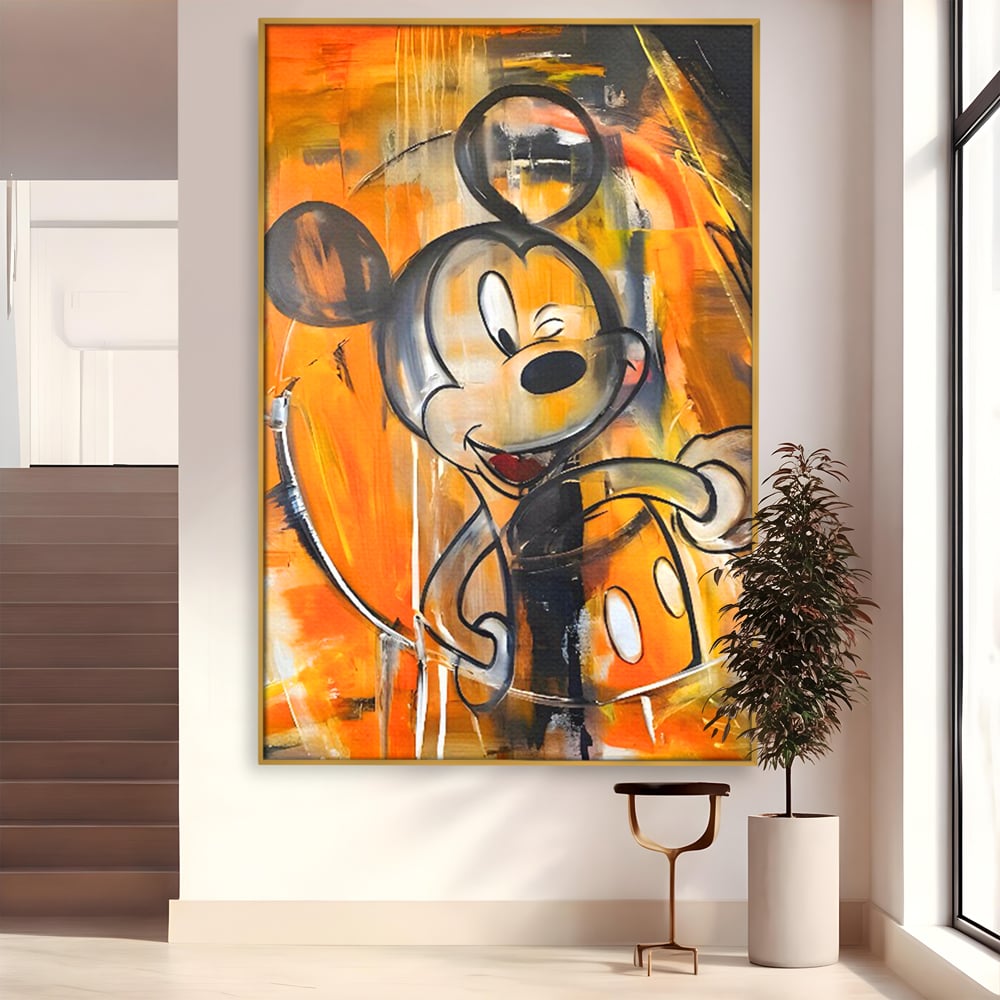 Tablou Canvas Premium, LuxCanva® C1024, Mickey Mouse Fericit, Culori, Mickey Mouse, Personaj Disney, Dormitor, Camera Copilului, Relaxare, Culori Vibrante