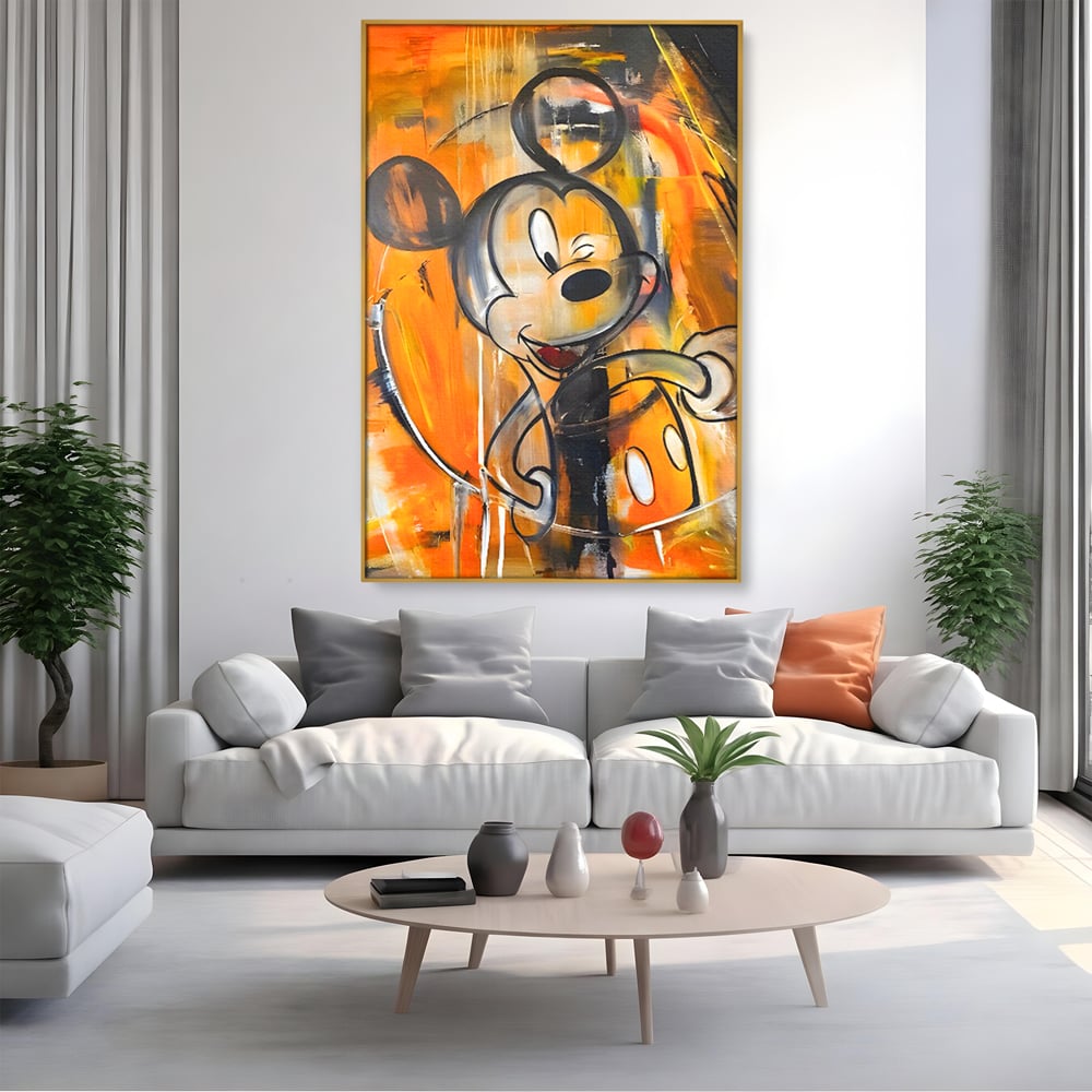 Tablou Canvas Premium, LuxCanva® C1024, Mickey Mouse Fericit, Culori, Mickey Mouse, Personaj Disney, Dormitor, Camera Copilului, Relaxare, Culori Vibrante