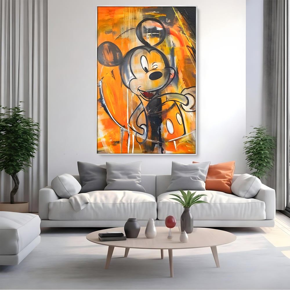 Tablou Canvas Premium, LuxCanva® C1024, Mickey Mouse Fericit, Culori, Mickey Mouse, Personaj Disney, Dormitor, Camera Copilului, Relaxare, Culori Vibrante
