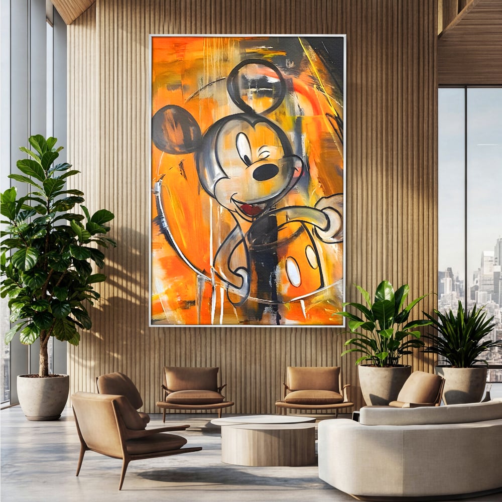 Tablou Canvas Premium, LuxCanva® C1024, Mickey Mouse Fericit, Culori, Mickey Mouse, Personaj Disney, Dormitor, Camera Copilului, Relaxare, Culori Vibrante