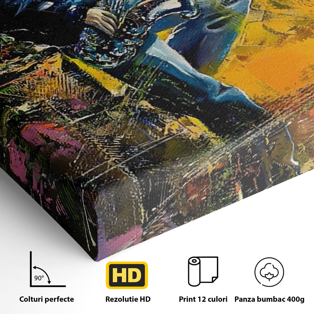 Tablou Canvas Premium LuxCanva® C1025, Muzician Stradal , Culori, Muzician, Saxofon, Dormitor, Camera Copilului, Relaxare, Culori Vibrante