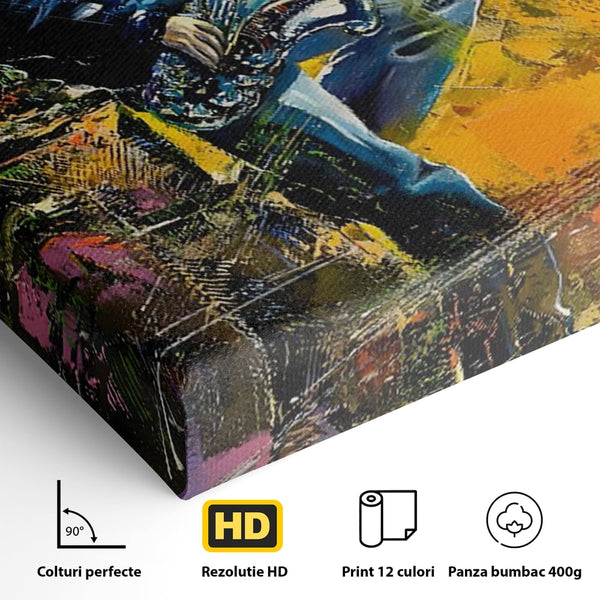 Tablou Canvas Premium LuxCanva® C1025, Muzician Stradal , Culori, Muzician, Saxofon, Dormitor, Camera Copilului, Relaxare, Culori Vibrante