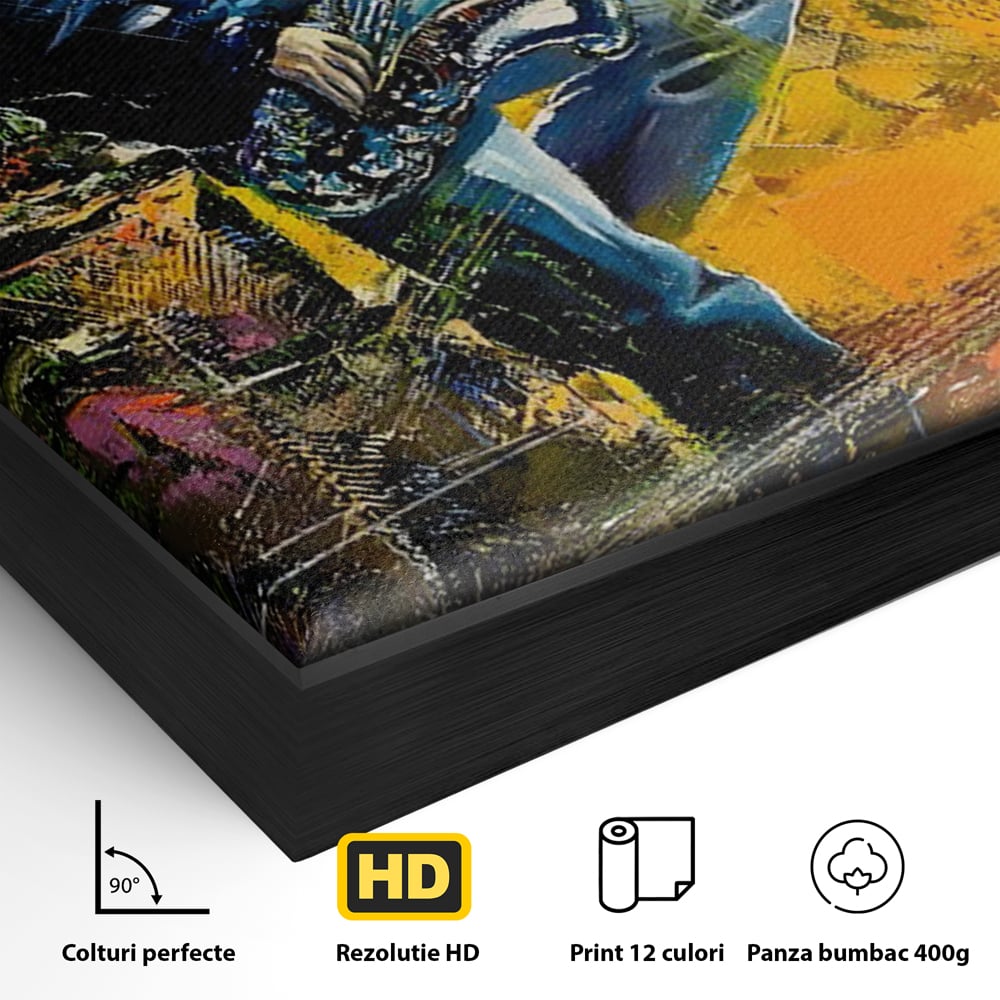 Tablou Canvas Premium LuxCanva® C1025, Muzician Stradal , Culori, Muzician, Saxofon, Dormitor, Camera Copilului, Relaxare, Culori Vibrante