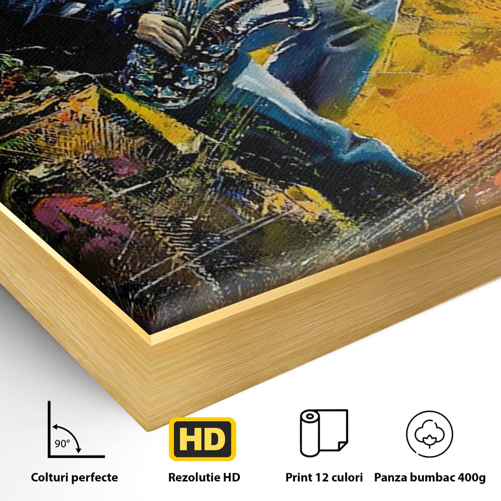 Tablou Canvas Premium LuxCanva® C1025, Muzician Stradal , Culori, Muzician, Saxofon, Dormitor, Camera Copilului, Relaxare, Culori Vibrante