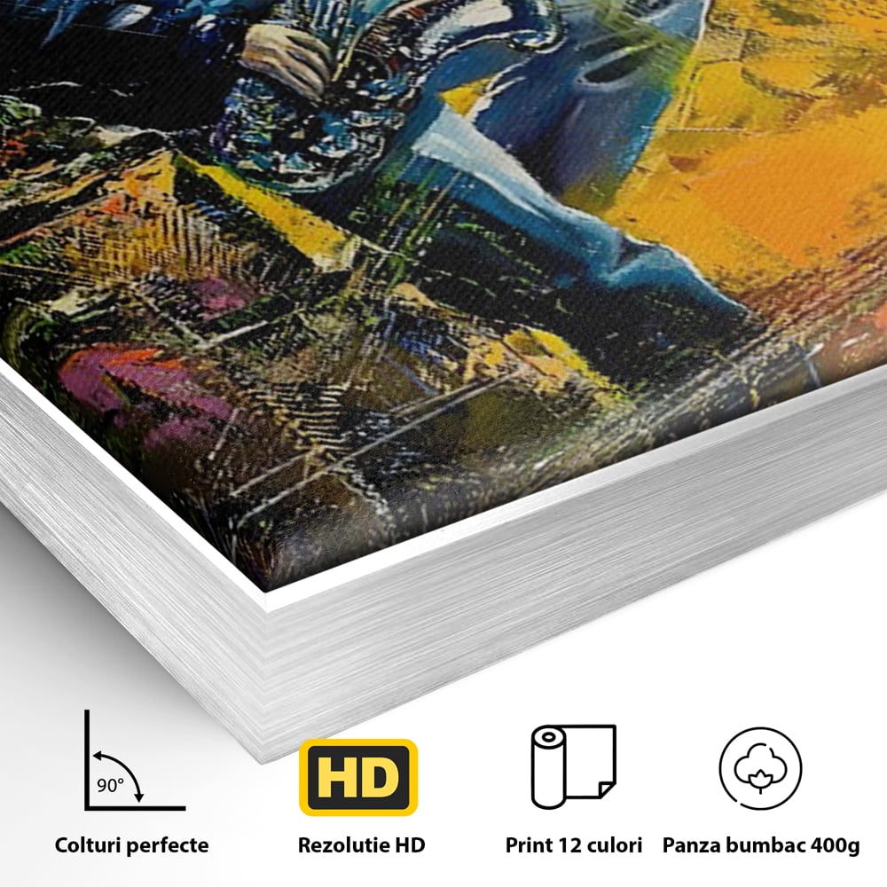Tablou Canvas Premium LuxCanva® C1025, Muzician Stradal , Culori, Muzician, Saxofon, Dormitor, Camera Copilului, Relaxare, Culori Vibrante