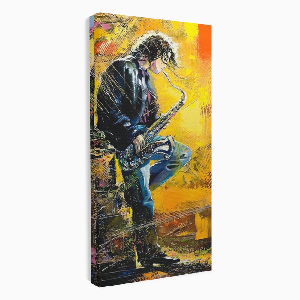 Tablou Canvas Premium LuxCanva® C1025, Muzician Stradal , Culori, Muzician, Saxofon, Dormitor, Camera Copilului, Relaxare, Culori Vibrante