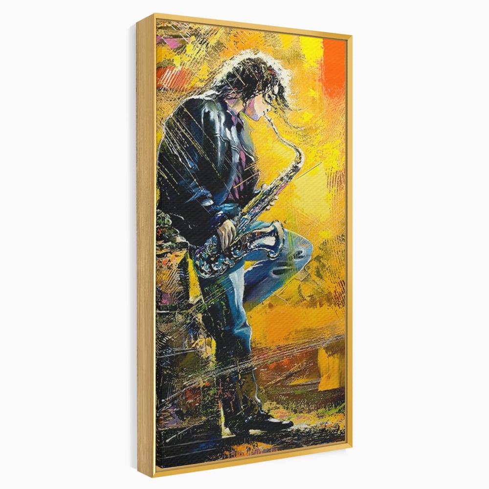 Tablou Canvas Premium LuxCanva® C1025, Muzician Stradal , Culori, Muzician, Saxofon, Dormitor, Camera Copilului, Relaxare, Culori Vibrante