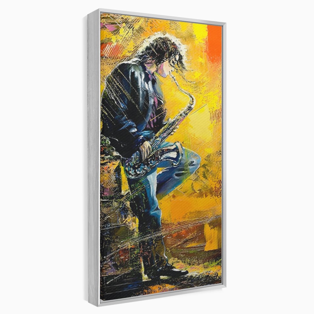 Tablou Canvas Premium LuxCanva® C1025, Muzician Stradal , Culori, Muzician, Saxofon, Dormitor, Camera Copilului, Relaxare, Culori Vibrante