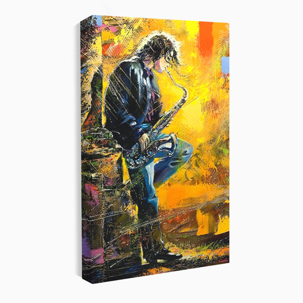 Tablou Canvas Premium LuxCanva® C1025, Muzician Stradal , Culori, Muzician, Saxofon, Dormitor, Camera Copilului, Relaxare, Culori Vibrante