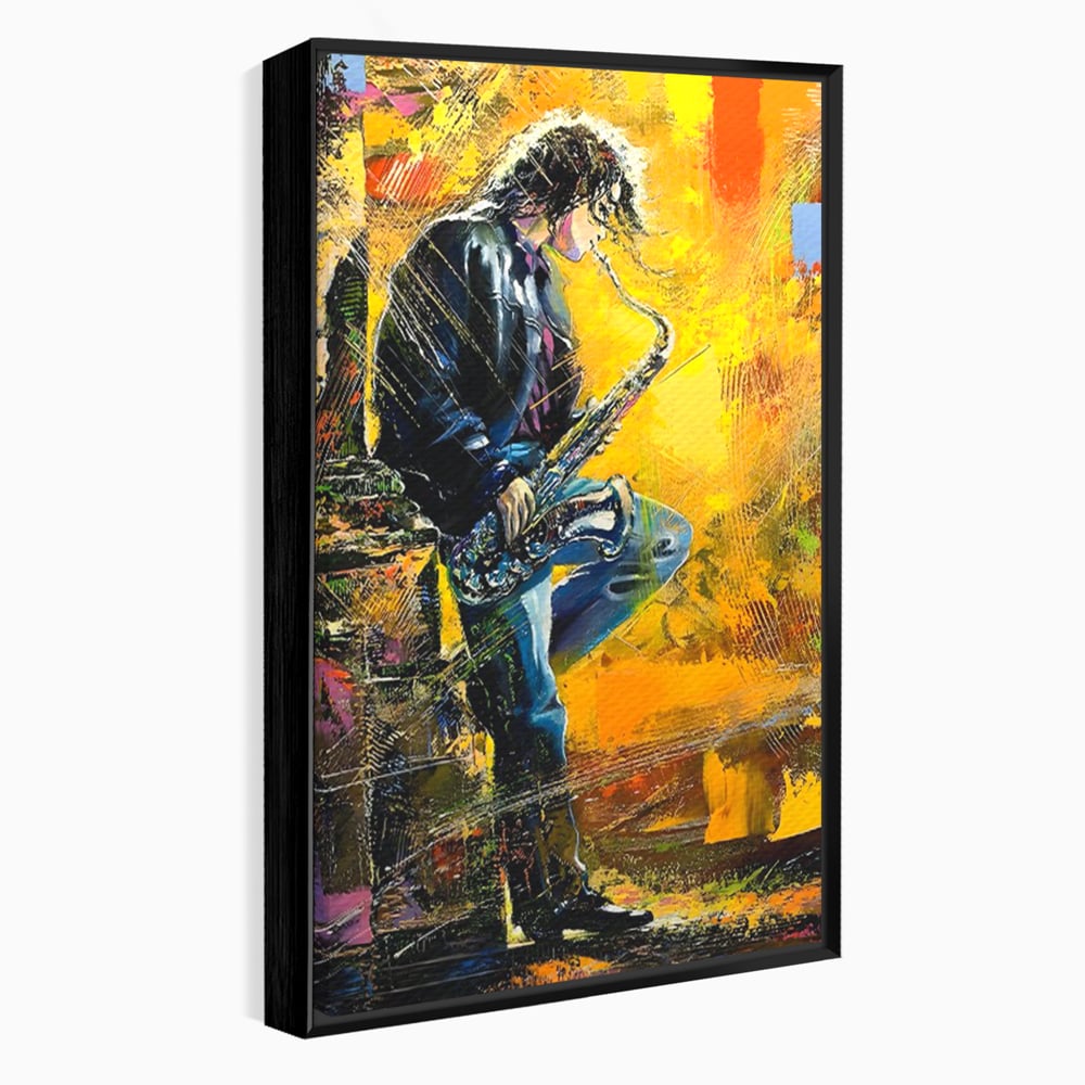 Tablou Canvas Premium LuxCanva® C1025, Muzician Stradal , Culori, Muzician, Saxofon, Dormitor, Camera Copilului, Relaxare, Culori Vibrante