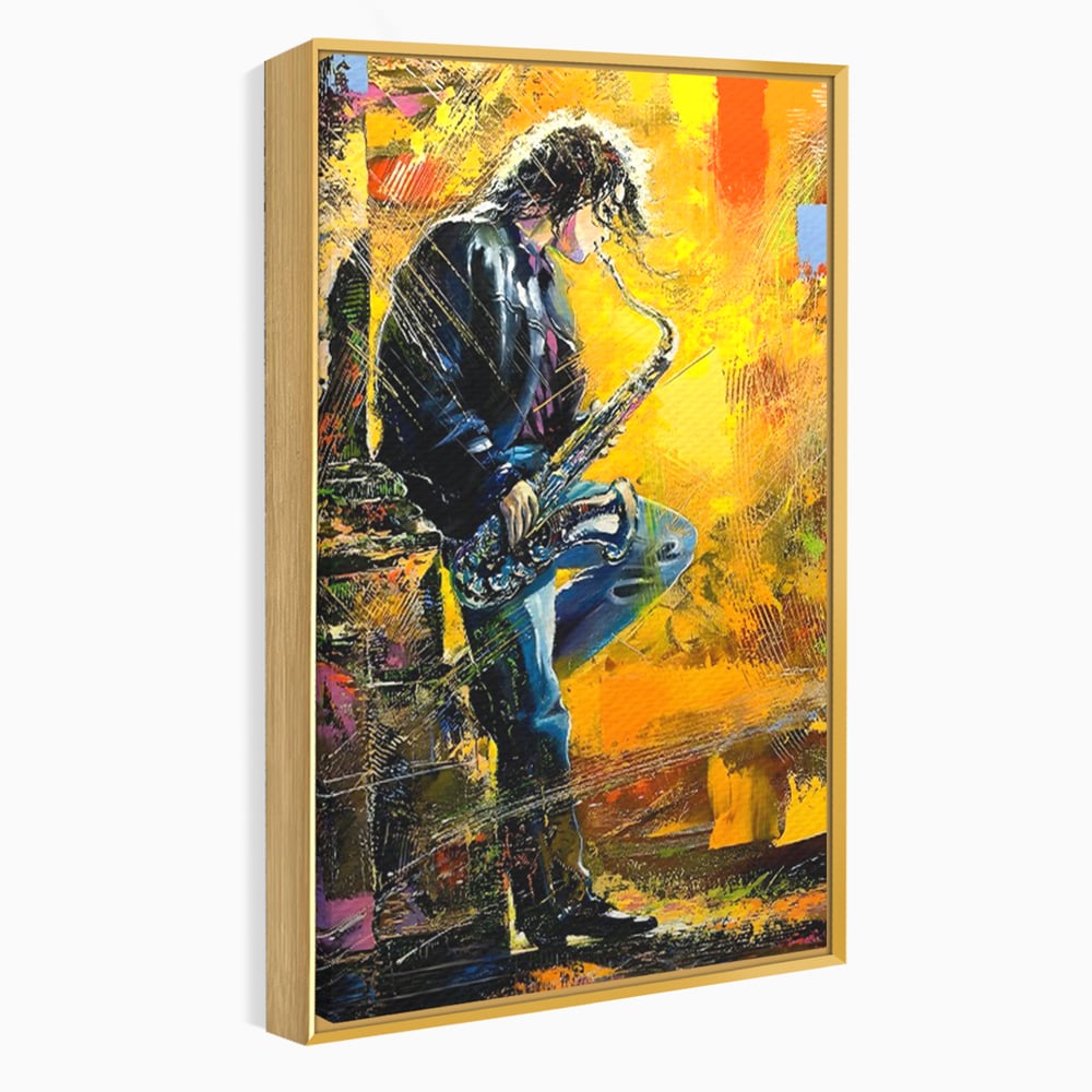 Tablou Canvas Premium LuxCanva® C1025, Muzician Stradal , Culori, Muzician, Saxofon, Dormitor, Camera Copilului, Relaxare, Culori Vibrante