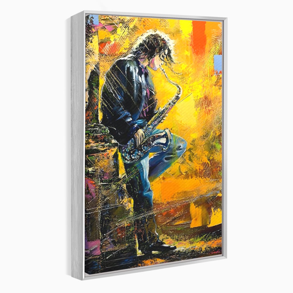 Tablou Canvas Premium LuxCanva® C1025, Muzician Stradal , Culori, Muzician, Saxofon, Dormitor, Camera Copilului, Relaxare, Culori Vibrante