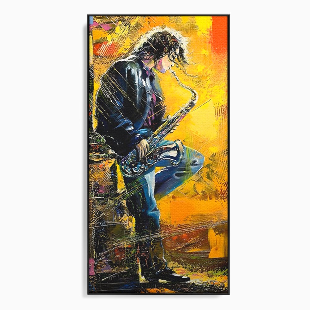 Tablou Canvas Premium LuxCanva® C1025, Muzician Stradal , Culori, Muzician, Saxofon, Dormitor, Camera Copilului, Relaxare, Culori Vibrante