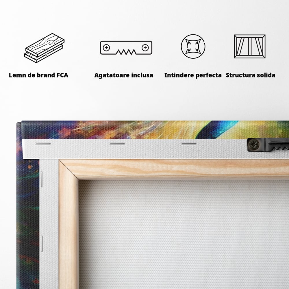 Tablou Canvas Premium LuxCanva® C1026, Paun Stralucitor , Culori, Pasari, Paun, Dormitor, Living, Relaxare, Culori Vibrante