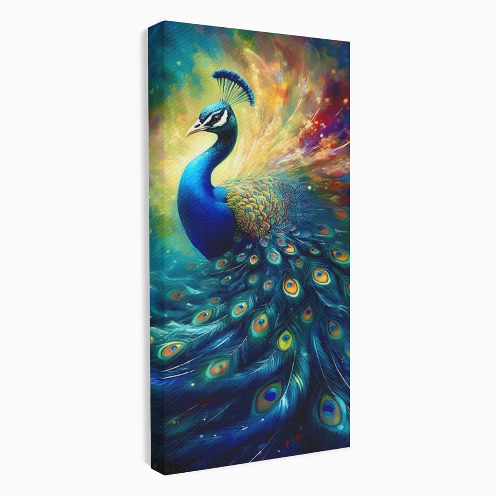 Tablou Canvas Premium LuxCanva® C1026, Paun Stralucitor , Culori, Pasari, Paun, Dormitor, Living, Relaxare, Culori Vibrante