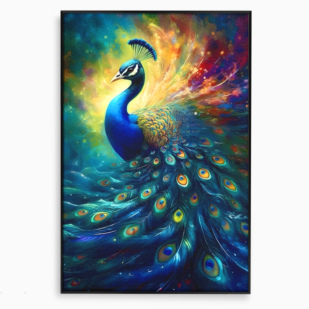 Tablou Canvas Premium LuxCanva® C1026, Paun Stralucitor , Culori, Pasari, Paun, Dormitor, Living, Relaxare, Culori Vibrante