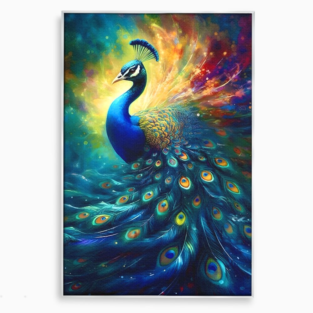 Tablou Canvas Premium LuxCanva® C1026, Paun Stralucitor , Culori, Pasari, Paun, Dormitor, Living, Relaxare, Culori Vibrante