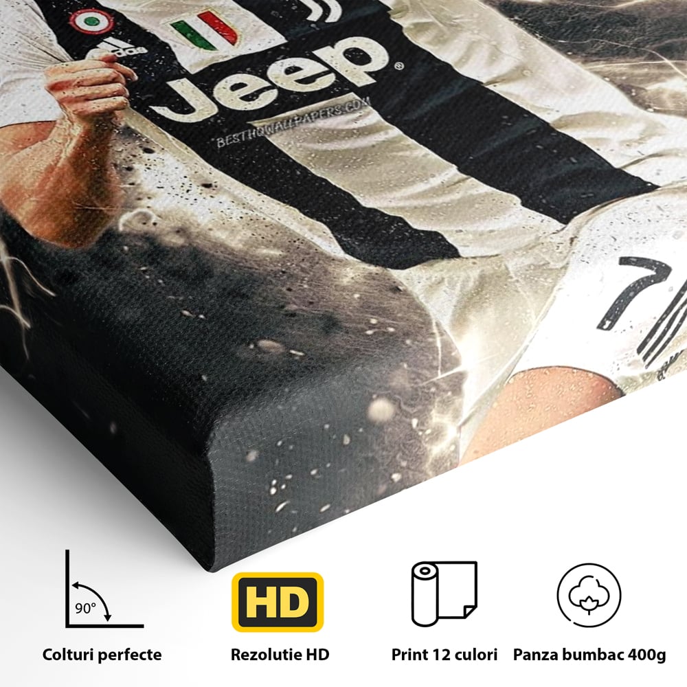 Tablou Canvas Premium LuxCanva® C1027, Cristiano Ronaldo ,  Culori, Cristiano, Fotbalist, Game Room, Camera Copilului, Relaxare, Culori Vibrante