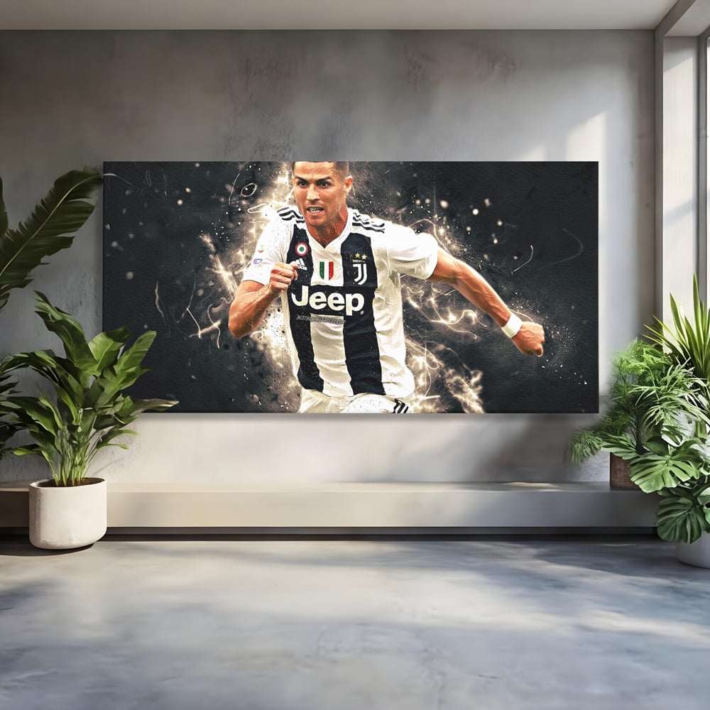 Tablou Canvas Premium LuxCanva® C1027, Cristiano Ronaldo ,  Culori, Cristiano, Fotbalist, Game Room, Camera Copilului, Relaxare, Culori Vibrante