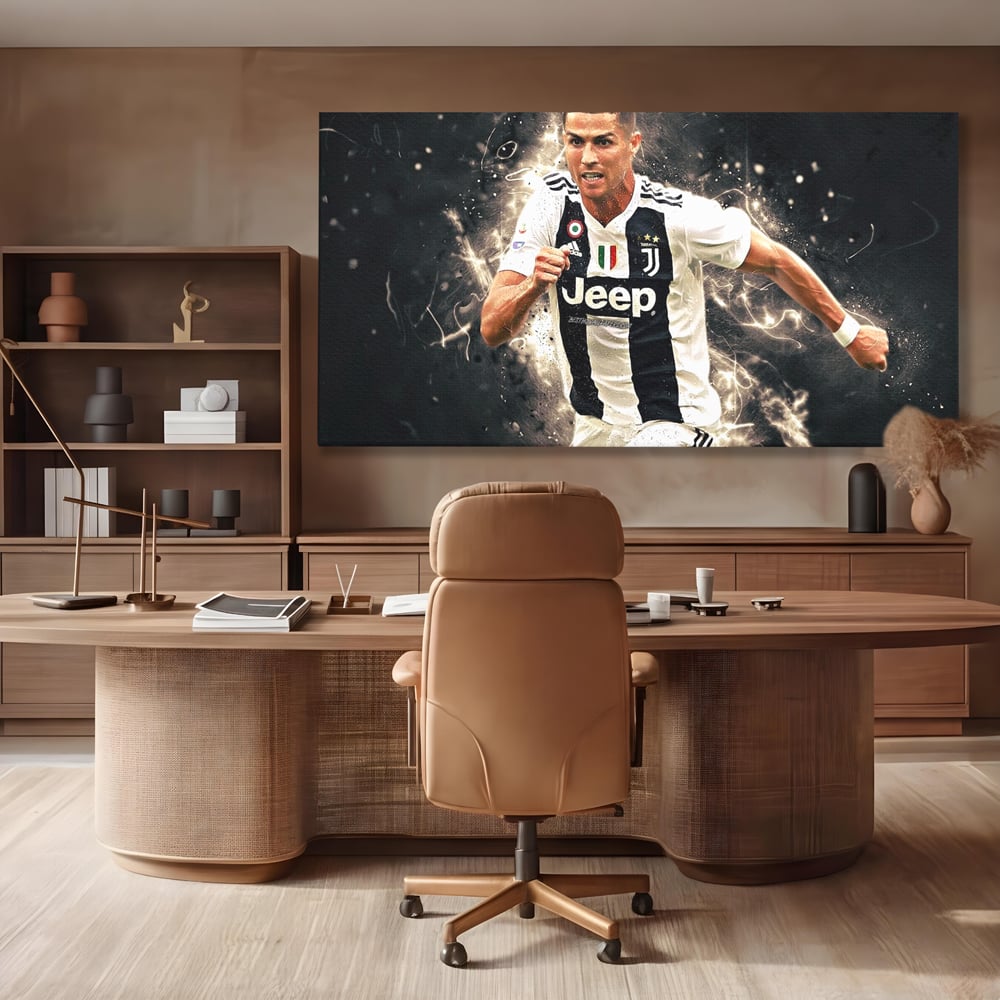 Tablou Canvas Premium LuxCanva® C1027, Cristiano Ronaldo ,  Culori, Cristiano, Fotbalist, Game Room, Camera Copilului, Relaxare, Culori Vibrante