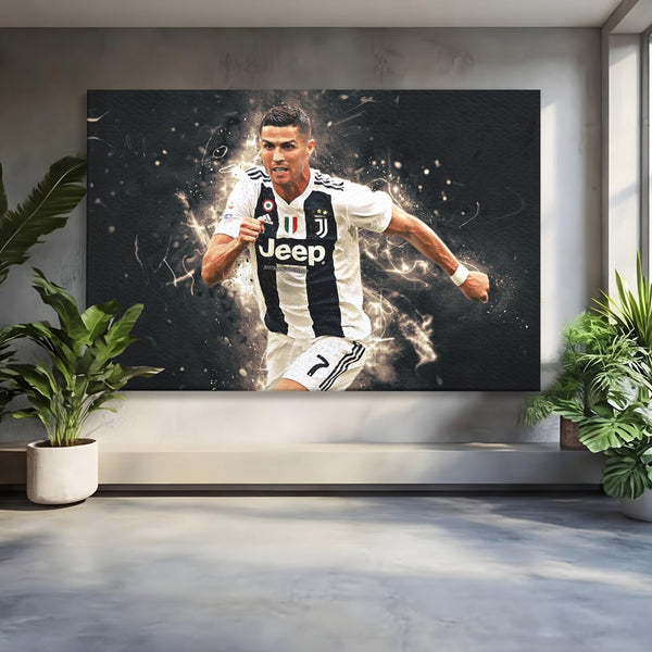Tablou Canvas Premium LuxCanva® C1027, Cristiano Ronaldo ,  Culori, Cristiano, Fotbalist, Game Room, Camera Copilului, Relaxare, Culori Vibrante