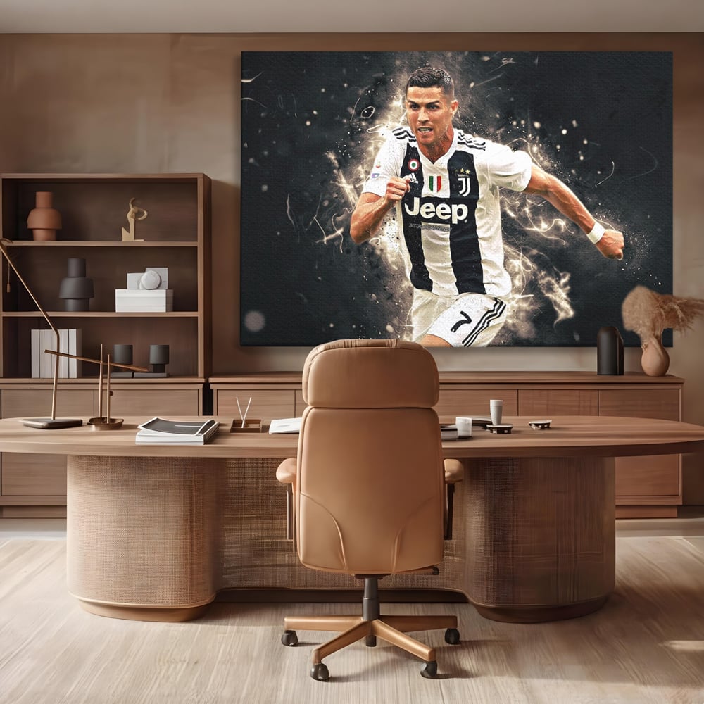 Tablou Canvas Premium LuxCanva® C1027, Cristiano Ronaldo ,  Culori, Cristiano, Fotbalist, Game Room, Camera Copilului, Relaxare, Culori Vibrante