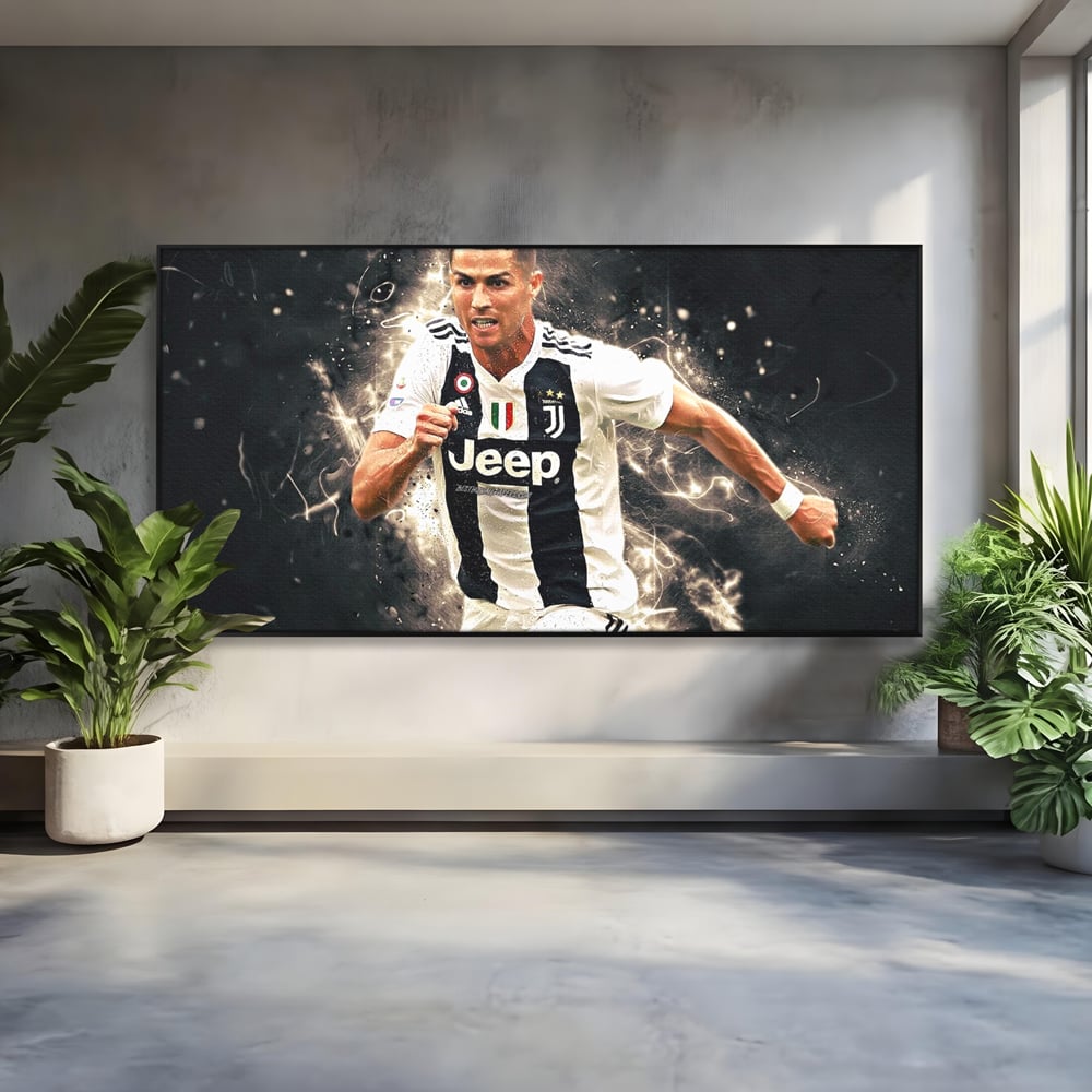 Tablou Canvas Premium LuxCanva® C1027, Cristiano Ronaldo ,  Culori, Cristiano, Fotbalist, Game Room, Camera Copilului, Relaxare, Culori Vibrante