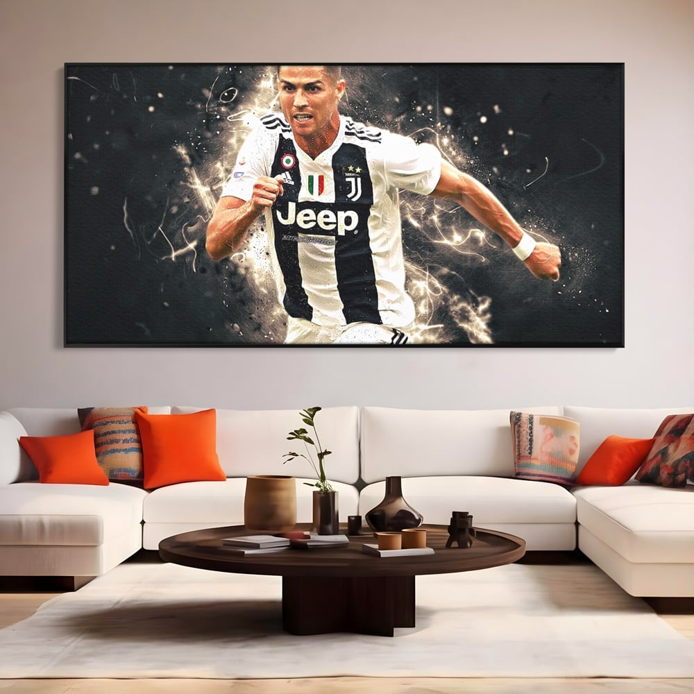 Tablou Canvas Premium LuxCanva® C1027, Cristiano Ronaldo ,  Culori, Cristiano, Fotbalist, Game Room, Camera Copilului, Relaxare, Culori Vibrante