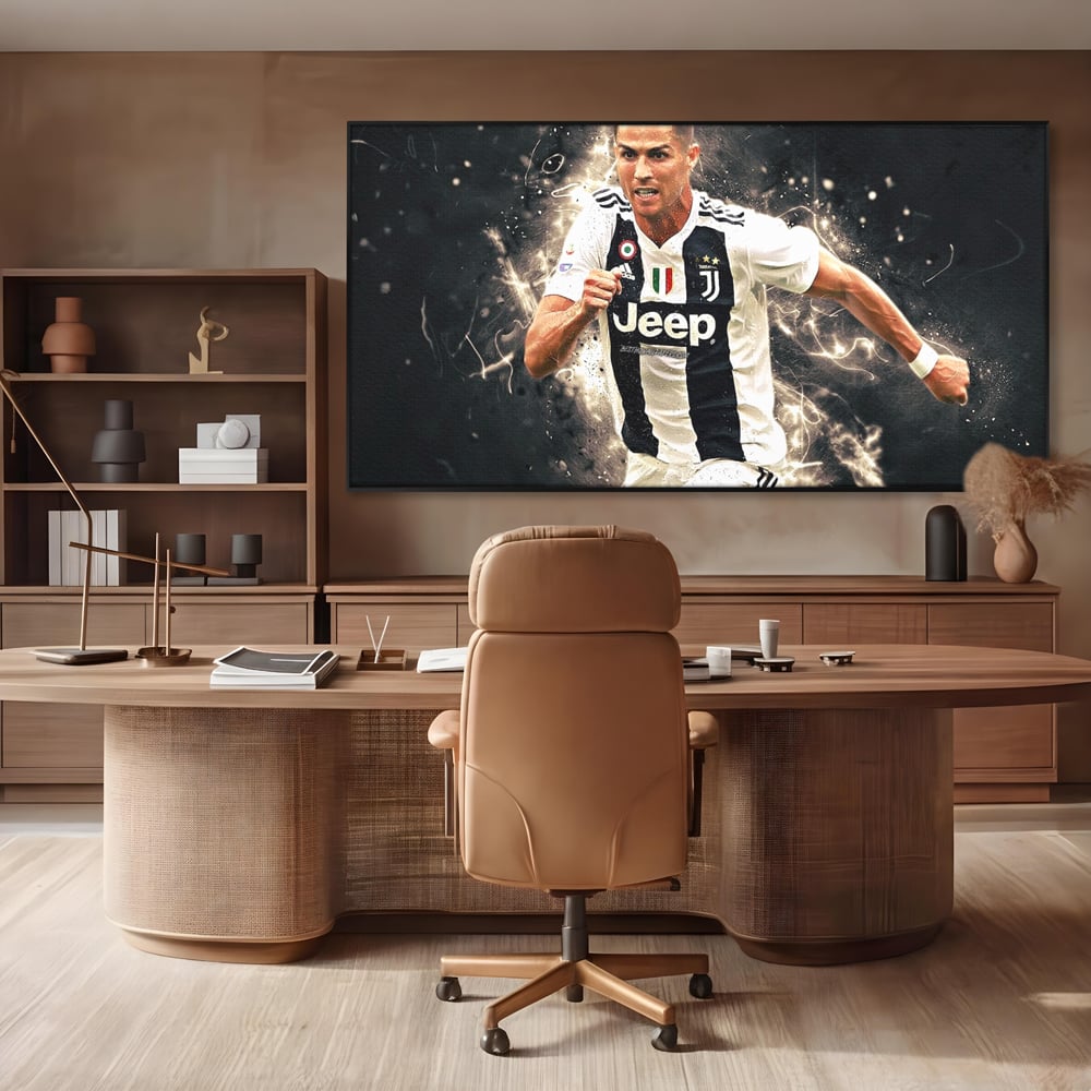 Tablou Canvas Premium LuxCanva® C1027, Cristiano Ronaldo ,  Culori, Cristiano, Fotbalist, Game Room, Camera Copilului, Relaxare, Culori Vibrante