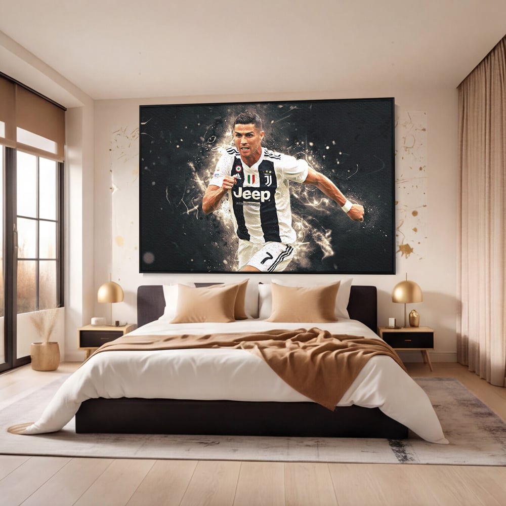 Tablou Canvas Premium LuxCanva® C1027, Cristiano Ronaldo ,  Culori, Cristiano, Fotbalist, Game Room, Camera Copilului, Relaxare, Culori Vibrante