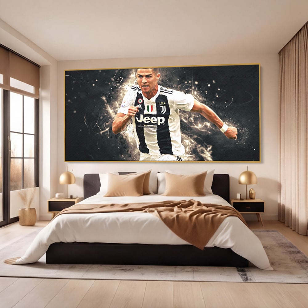 Tablou Canvas Premium LuxCanva® C1027, Cristiano Ronaldo ,  Culori, Cristiano, Fotbalist, Game Room, Camera Copilului, Relaxare, Culori Vibrante