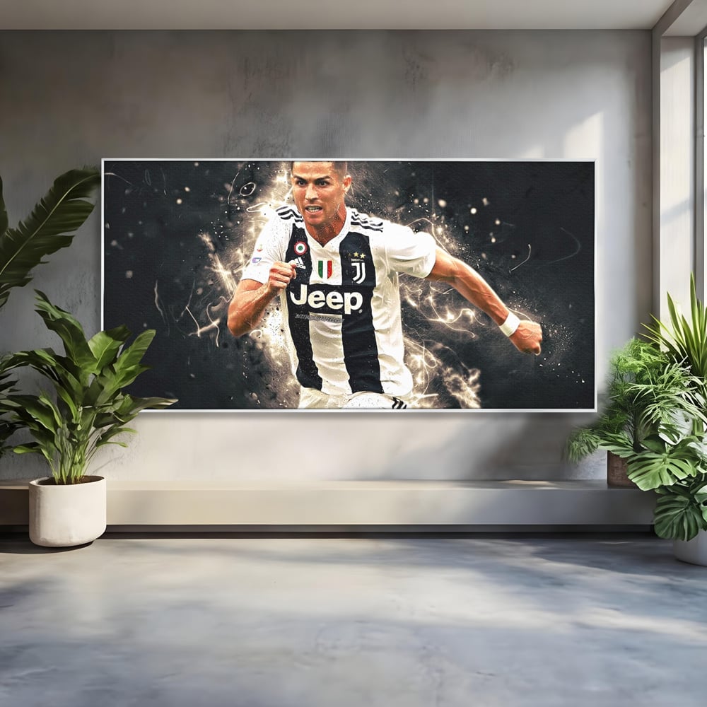 Tablou Canvas Premium LuxCanva® C1027, Cristiano Ronaldo ,  Culori, Cristiano, Fotbalist, Game Room, Camera Copilului, Relaxare, Culori Vibrante