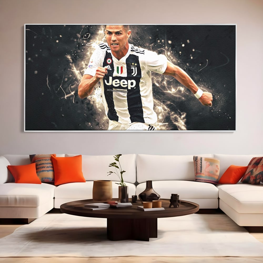 Tablou Canvas Premium LuxCanva® C1027, Cristiano Ronaldo ,  Culori, Cristiano, Fotbalist, Game Room, Camera Copilului, Relaxare, Culori Vibrante