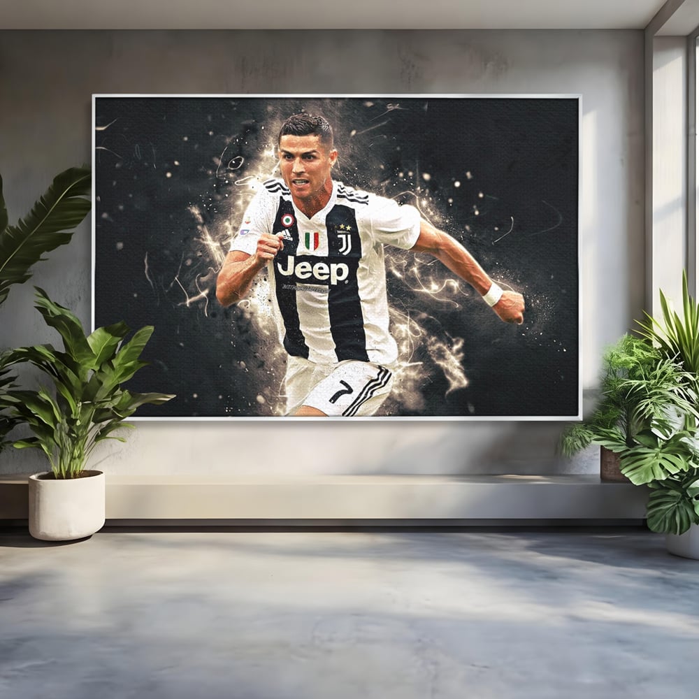 Tablou Canvas Premium LuxCanva® C1027, Cristiano Ronaldo ,  Culori, Cristiano, Fotbalist, Game Room, Camera Copilului, Relaxare, Culori Vibrante