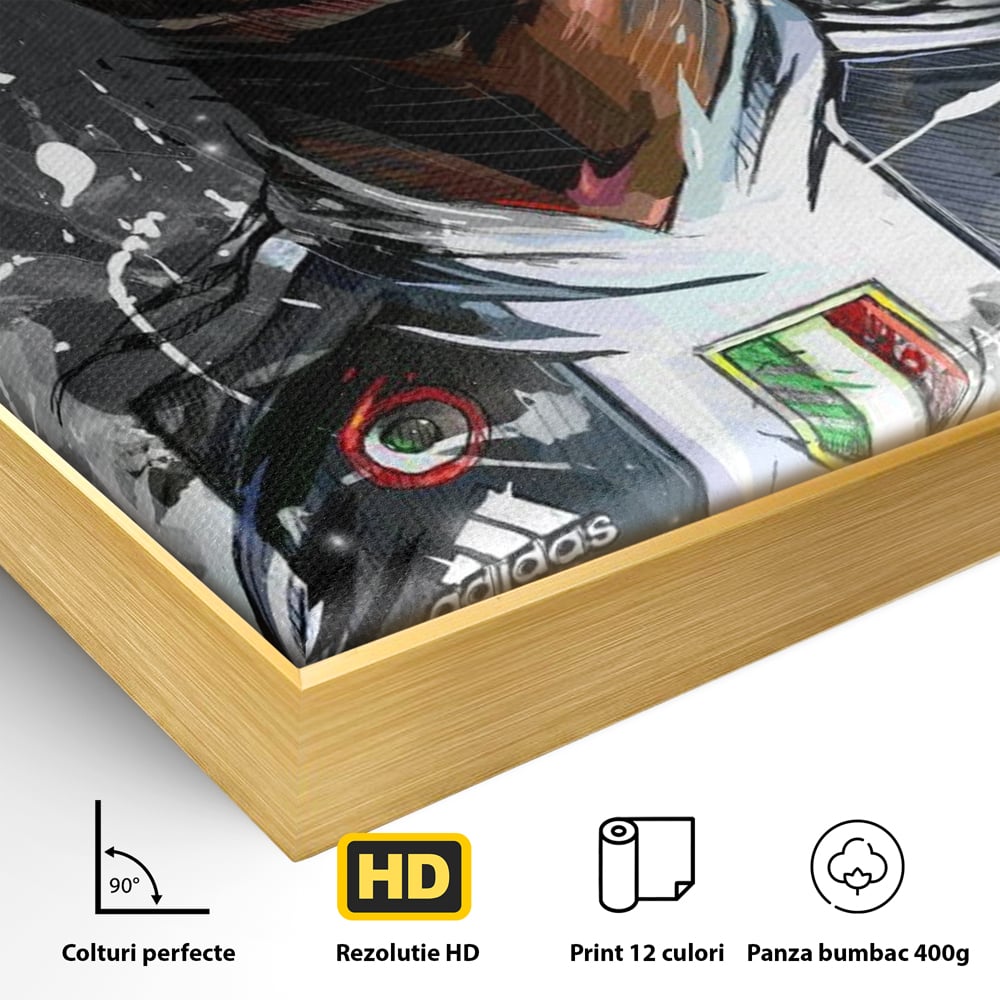Tablou Canvas Premium LuxCanva® C1028, Cristiano Ronaldo ,  Culori, Cristiano, Fotbalist, Juventus Torino, Game Room, Camera Copilului, Relaxare, Culori Vibrante