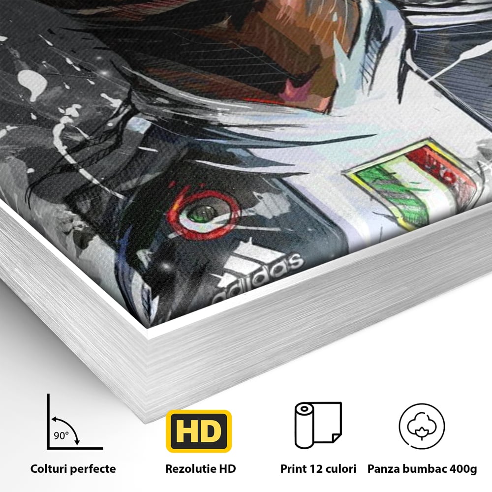 Tablou Canvas Premium LuxCanva® C1028, Cristiano Ronaldo ,  Culori, Cristiano, Fotbalist, Juventus Torino, Game Room, Camera Copilului, Relaxare, Culori Vibrante