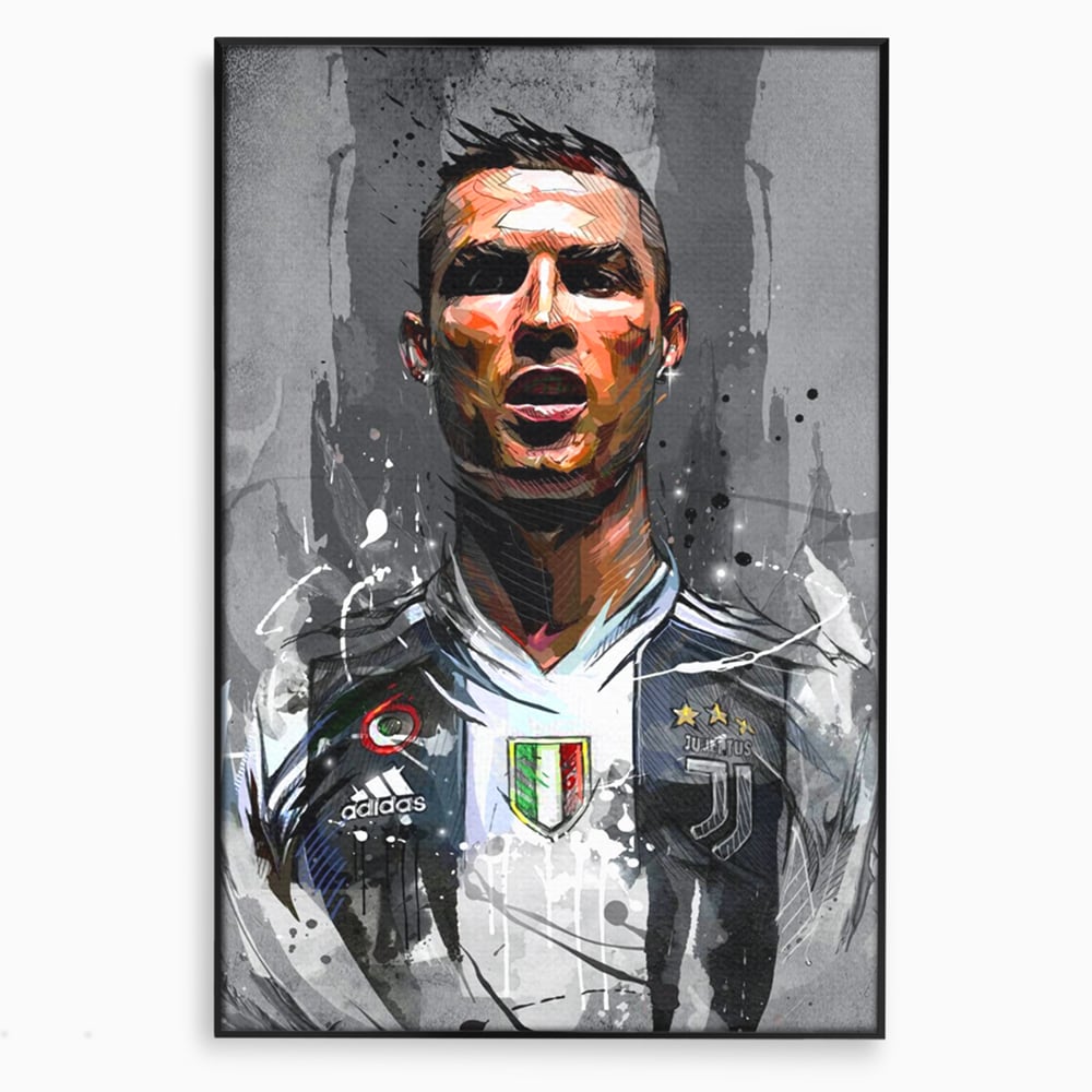 Tablou Canvas Premium LuxCanva® C1028, Cristiano Ronaldo ,  Culori, Cristiano, Fotbalist, Juventus Torino, Game Room, Camera Copilului, Relaxare, Culori Vibrante