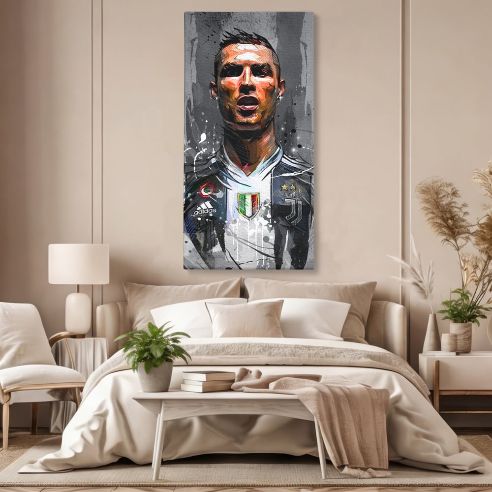Tablou Canvas Premium LuxCanva® C1028, Cristiano Ronaldo ,  Culori, Cristiano, Fotbalist, Juventus Torino, Game Room, Camera Copilului, Relaxare, Culori Vibrante