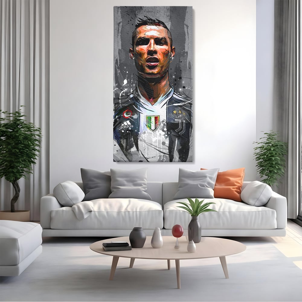 Tablou Canvas Premium LuxCanva® C1028, Cristiano Ronaldo ,  Culori, Cristiano, Fotbalist, Juventus Torino, Game Room, Camera Copilului, Relaxare, Culori Vibrante
