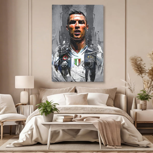 Tablou Canvas Premium LuxCanva® C1028, Cristiano Ronaldo ,  Culori, Cristiano, Fotbalist, Juventus Torino, Game Room, Camera Copilului, Relaxare, Culori Vibrante