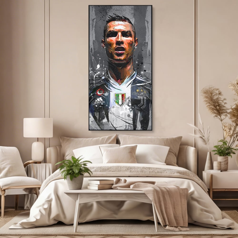 Tablou Canvas Premium LuxCanva® C1028, Cristiano Ronaldo ,  Culori, Cristiano, Fotbalist, Juventus Torino, Game Room, Camera Copilului, Relaxare, Culori Vibrante
