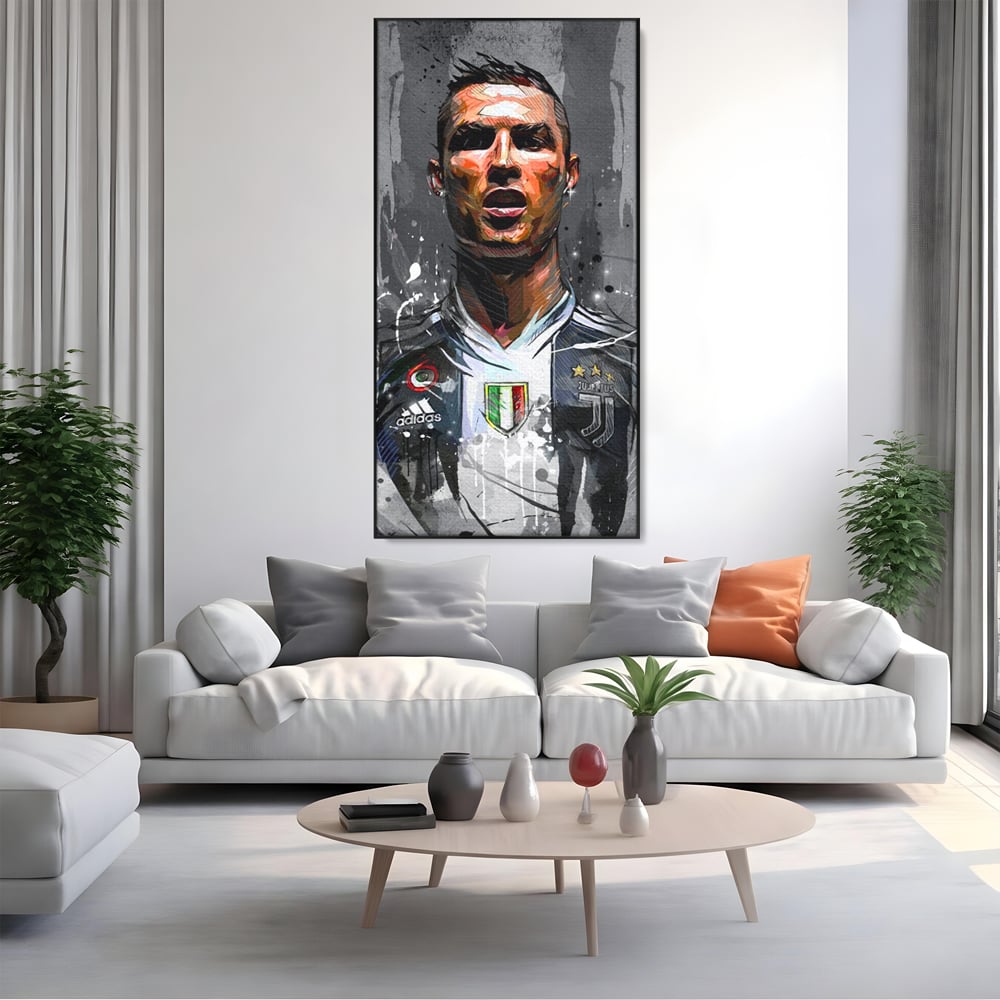 Tablou Canvas Premium LuxCanva® C1028, Cristiano Ronaldo ,  Culori, Cristiano, Fotbalist, Juventus Torino, Game Room, Camera Copilului, Relaxare, Culori Vibrante