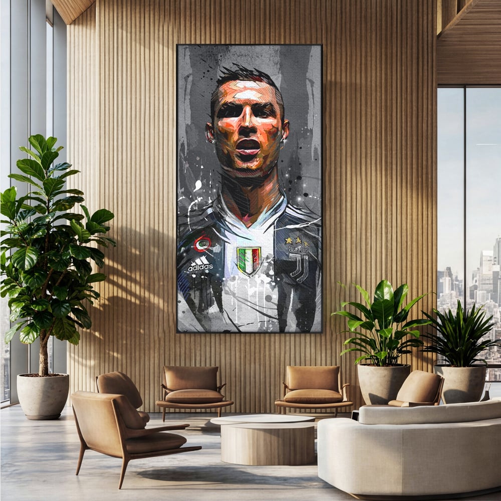 Tablou Canvas Premium LuxCanva® C1028, Cristiano Ronaldo ,  Culori, Cristiano, Fotbalist, Juventus Torino, Game Room, Camera Copilului, Relaxare, Culori Vibrante