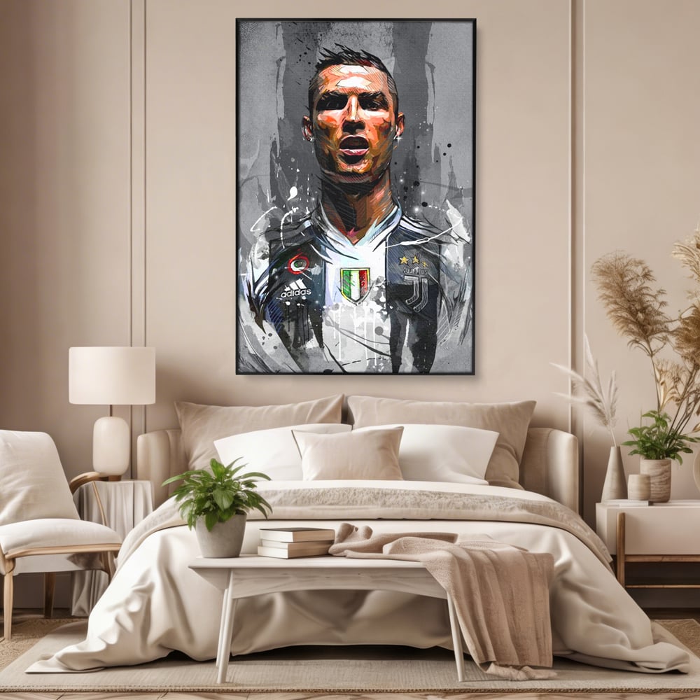 Tablou Canvas Premium LuxCanva® C1028, Cristiano Ronaldo ,  Culori, Cristiano, Fotbalist, Juventus Torino, Game Room, Camera Copilului, Relaxare, Culori Vibrante
